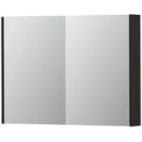 Ink SPK2 Spiegelkast 2 Deuren - 100x74cm - Houtskool Eiken - Spiegels, Spiegelkasten - 8718835052638