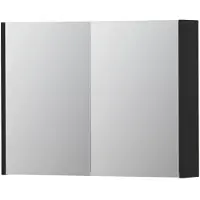 Ink SPK1 Spiegelkast 2 Deuren - 80x60cm - Mat Zwart - Spiegels, Spiegelkasten - 8718835100735