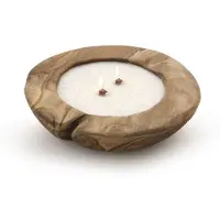 Tierra Outdoor Kaars In Pot Bowl Teak Naturel 24 Uur 30 X 30 X 8 Cm