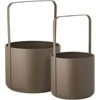 House Nordic Set van 2 bloempotten | metaal bruin 24.5x38.5x24.5 cm bloempotten | NADUVI