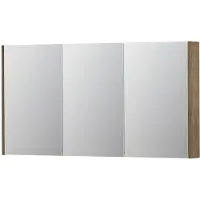Ink SPK2 Spiegelkast 3 Deuren - 140x74cm - Naturel Eiken - Spiegels, Spiegelkasten - 8718835092900