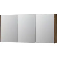 Ink SPK2 Spiegelkast 3 Deuren - 160x74cm - Massief Eiken Chocolate - Spiegels, Spiegelkasten - 8718835093358