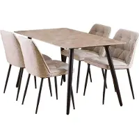 Ebuy24 Wicklow eethoek tafel met 4 stoelen bruin, beige.