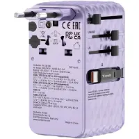 Verbatim CNT-70/2C universele reisadapter | 1x USB-A + 3x USB-C | GaN | 70W | paars