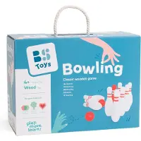 BS Toys Bowling Kegelspel - Actiespel - Bowlingset Kinderen - Spelletjes voor kinderen - Hout - Kinder Speelgoed 4 Jaar - Rood & Wit - 10 Kegels - Kinderspeelgoed - Cadeau kind