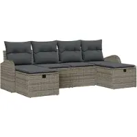 vidaXL Bankstel 6 st Grijs poly rattan