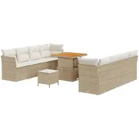 vidaXL Tuinbank Set 11 st 8-Aantal zitplaatsen Beige en Crème