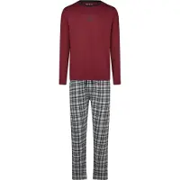 Phil&Co. Pyjama lang ' Great Bay ' grijs / bordeaux