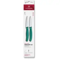 Victorinox Swiss Classic 6.7694.2 Straight/Wavy, Green, set van 2 groentemesjes, 8 cm