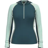 Smartwool Ondershirt Women Classic Thermal Merino Base Layer 1/2 Zip Hoodie Boxed Twilight Blue/ Arctic Green-M