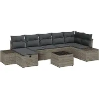 vidaXL Bankstel 7 st poly rattan
