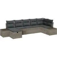 vidaXL Bankstel 7 st poly rattan