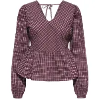 JDY Blouse 'JDYVilda' lichtgrijs / wijnrood / wit