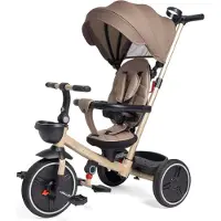 Chicco 4-in-1 Evolutive Trike - Opvouwbare Driewieler met Duwstang - Beige (6M+)