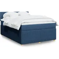 vidaXL Boxspring met matras stof blauw 140x200 cm