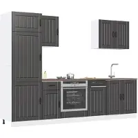 vidaXL 7-delige Keukenkastenset Lucca bewerkt hout zwart