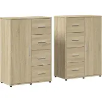 vidaXL Dressoirs 2 st 60x31x84 cm bewerkt hout sonoma eikenkleurig