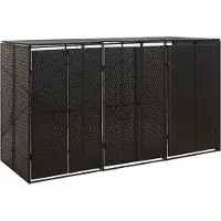 vidaXL Containerberging driedubbel 207x80x117 cm poly rattan zwart