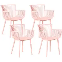 Beliani PESARO - Tuinstoel set van 4 - Roze - Kunststof