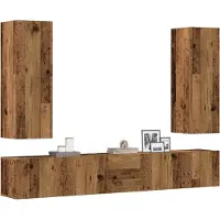 vidaXL 5-delig Tv-meubelset wandmontage bewerkt hout oud houtkleurig