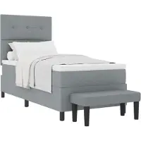 vidaXL Boxspring bed met hoofdeinde Lichtgrijs 90 x 200 cm Stof