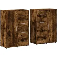 vidaXL Dressoirs 2 st 60x31x84 cm bewerkt hout gerookt eikenkleurig