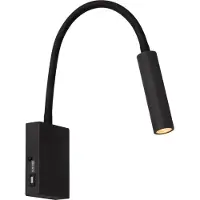 Lucide Bedlampje Alec zwart met USB poort
