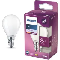 Philips lamp - Kogellamp met E14 fitting - Koelwit licht: 4000K - 25W - Mat glas