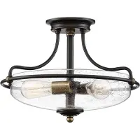 QUOIZEL LED Plafondlamp Griffin | 3X E27 Max 60W | Dimbaar | Palladian Bronze with Weathered Brass Accents