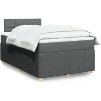 vidaXL Boxspring met matras stof donkergrijs 120x200 cm