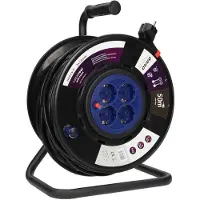 Mga Stekkerdoos Kabelhaspel met 4 vaste stopcontacten - Verlengsnoer Schuko (type F) - 50m Verlengkabel voor buitengebruik en camping - PVC H05VV-F 3x1.5mm2 - MAX 3200W / 13.9A voor Nederland