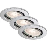 DI-KA LED inbouwspot, dimbaar, set van 3, chroom, Ø 8,6 cm, GU10, 5,5 W