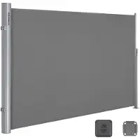 Songmics Zijluifel voor balkons en terrassen, Grijs / 180 x 400 cm / aluminium