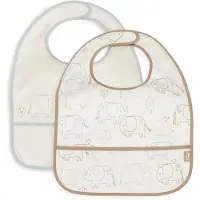 Jollein Slabbetje Waterproof Elephant Tales 2-pack