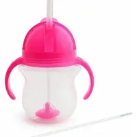 Munchkin Tip & Sip Antilek Rietjesbeker - Drinkbeker met Rietje - Vaatwasserbestendig - Vanaf 6 maanden - 207ml - Roze - Drinkbeker met een rietje