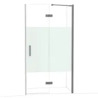 Maxaro Diamond Douchedeur | 110 cm Zwart metaal Helder met matte strook Draaideur