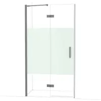 Maxaro Diamond Douchedeur | 110 cm Zwart metaal Helder met matte strook Draaideur