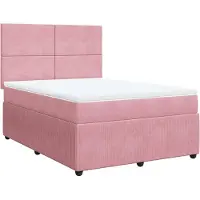 vidaXL Boxspring met matras fluweel roze 140x200 cm