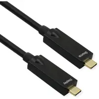Roline USB 3.2 Gen 2-kabel, AOC, C-C, Male/Male, 10 Gbit/s, 4K60Hz, PD (Power Delivery) 60 W, zwart, 15 m