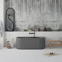 Ideavit Ligbad Half Vrijstaand Archtec Rock 170x80x63 cm Cement Grijs