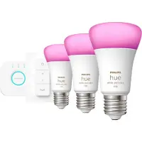 Philips Hue White and Color Starter Pack E27 met 3 lampen, dimmer + Bridge