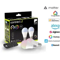 Eglo CONNECT-Z E27 LED A60 – 2 Slimme Lampen met Afstandsbediening, Zigbee, Matter & Thread