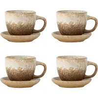 Bloomingville Brenta kopje met schotel 4-pack Natuur