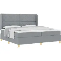 vidaXL Boxspring bed met hoofdeinde Lichtgrijs 200 x 200 cm Stof