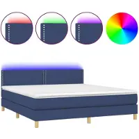 vidaXL Boxspring met matras en LED stof blauw 180x200 cm