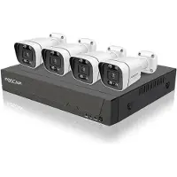 Foscam FN9108E-B4-2T PoE Beveiligingssysteem – 8-kanaals 5MP NVR Kit met 4 Bullet Camera’s – Persoons- en Voertuigdetectie – Nachtzicht – H.264+ – Plug & Play – 2TB HDD – Zwart