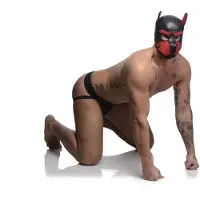 XR Brands Neoprene Puppy Hood - Black and Red