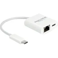 DeLOCK USB Type-C Adapter to Gigabit LAN 10/100/1000 Mbps with Power Delivery port white