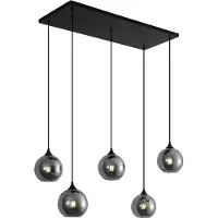 QAZQA Art Deco Hanglamp Zwart met Smoke Glas 5-Lichts - Wallace
