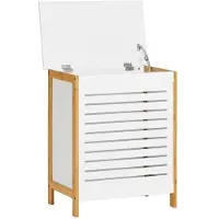 SoBuy FSS66-WN Badkamerkast Opbergkist Wasmand met Deksel - Wit